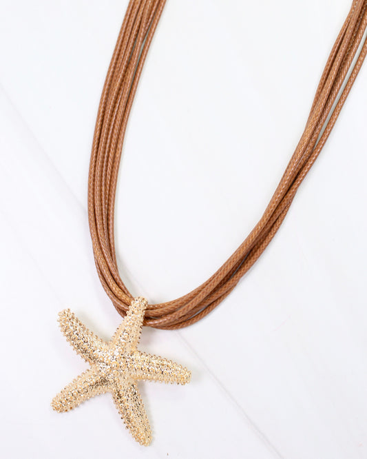 Lancaster Starfish Cord Necklace Brown