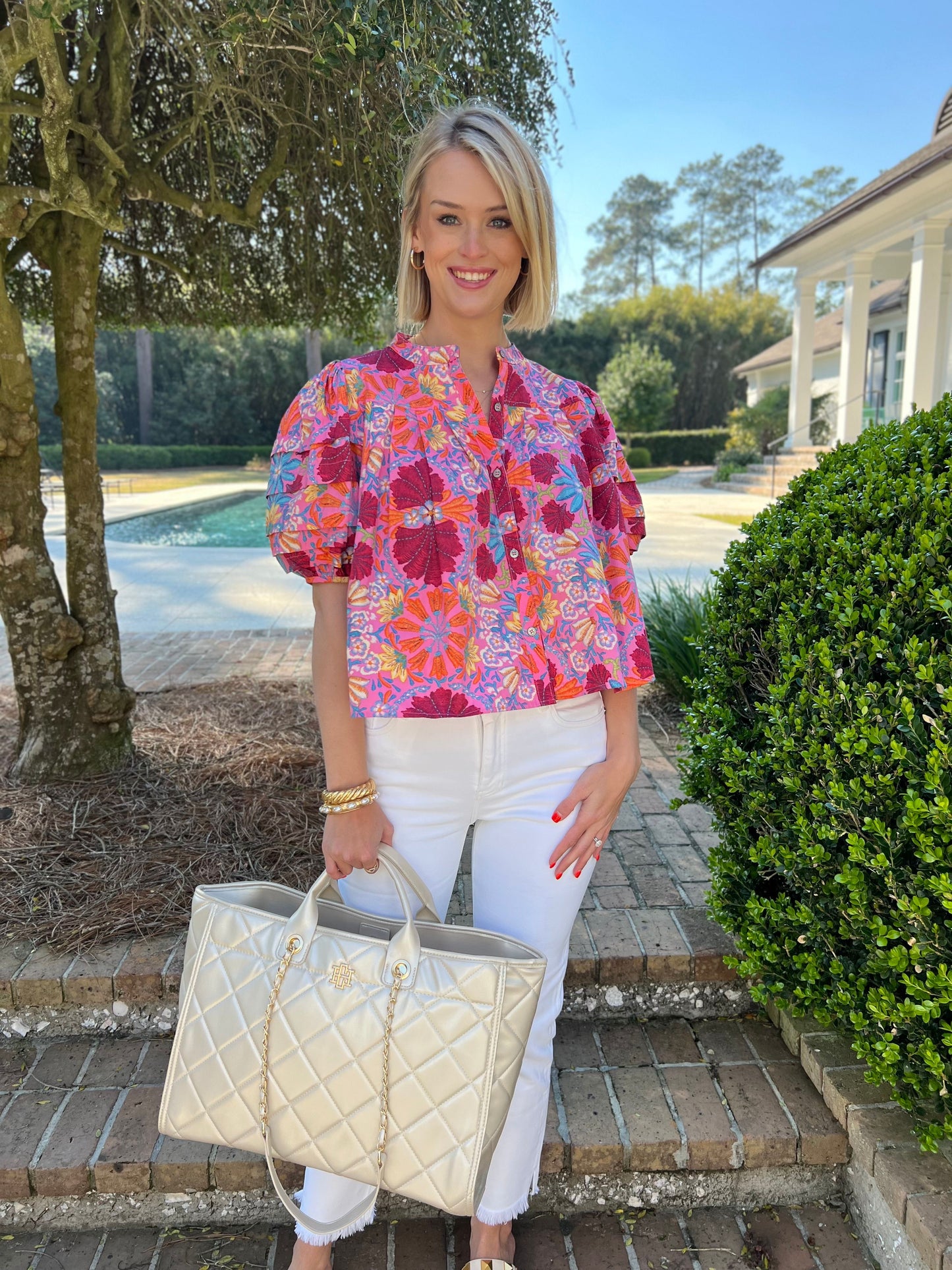 Adora Pink Floral Print Top