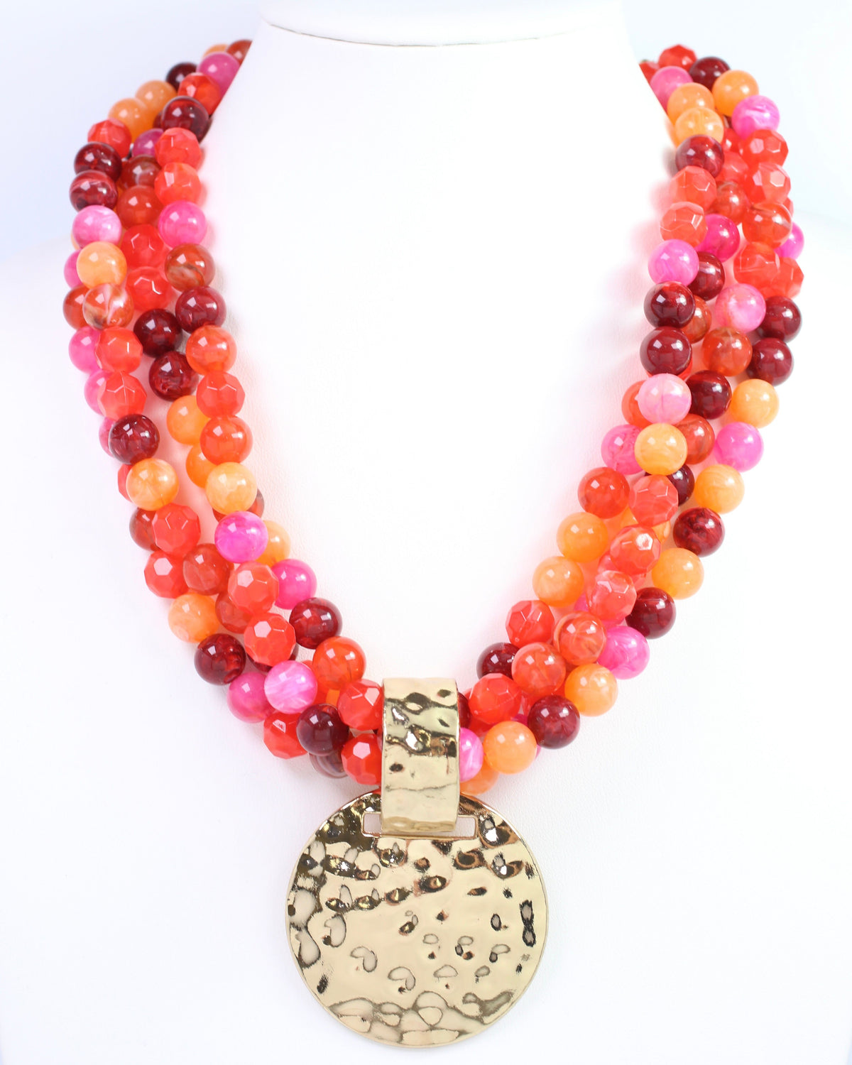 Larissa Beaded Necklace with Pendant Red Multi