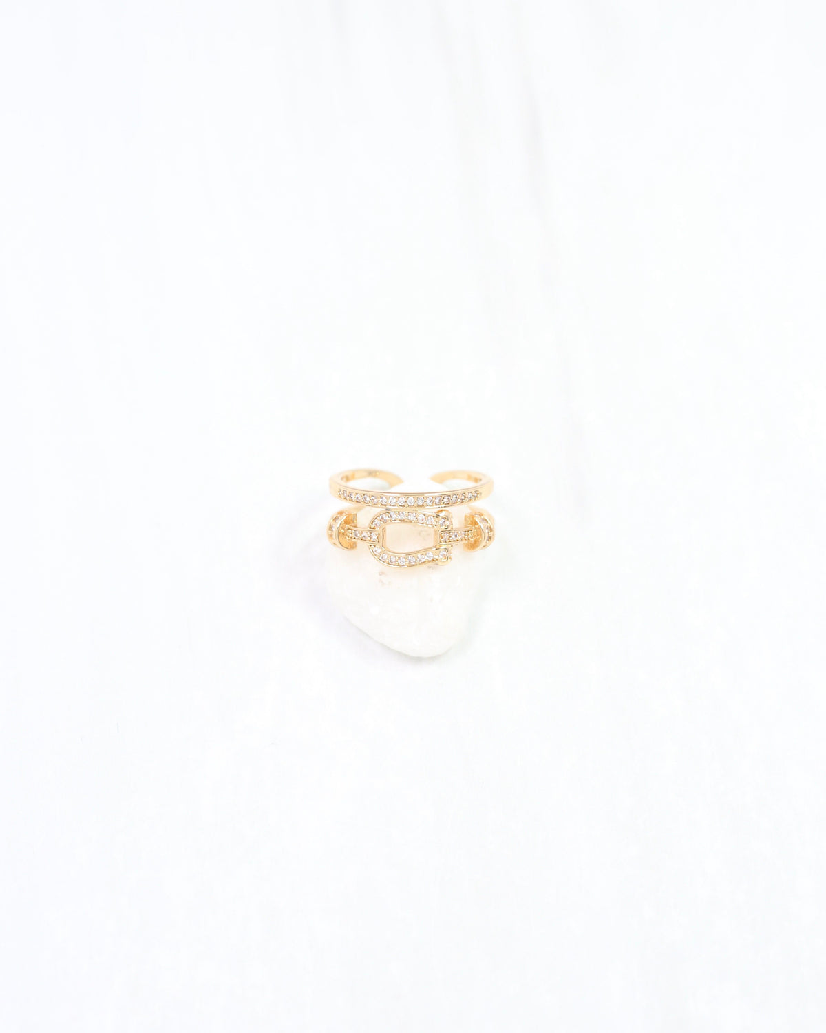 Royal Horsebit CZ Ring WR Gold