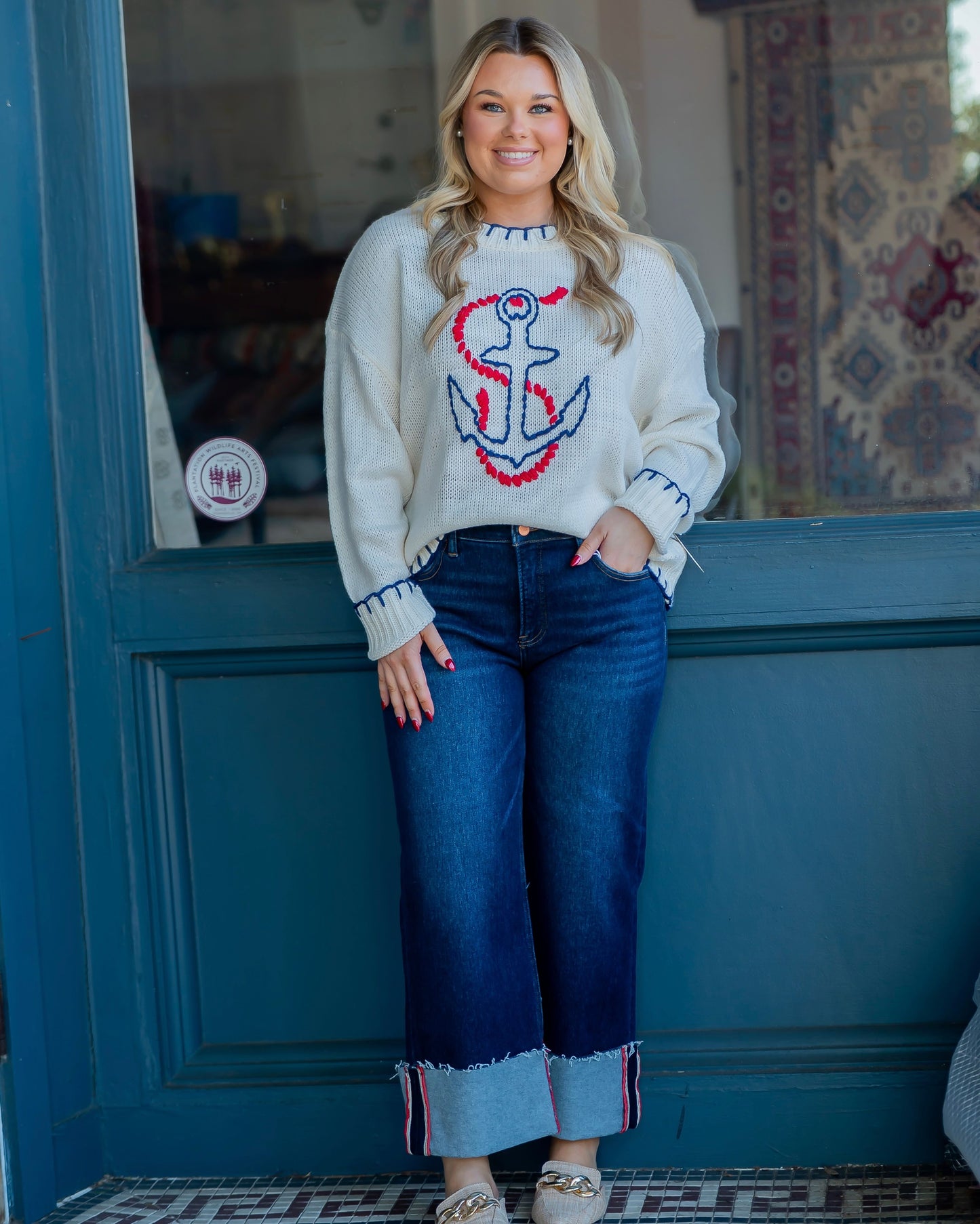 Sail Away Anchor Knit Sweater