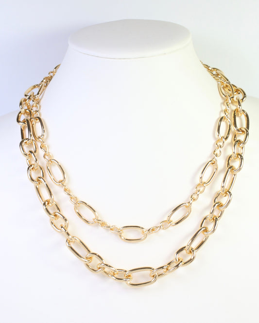 Glens Falls Layered Link Necklace Gold