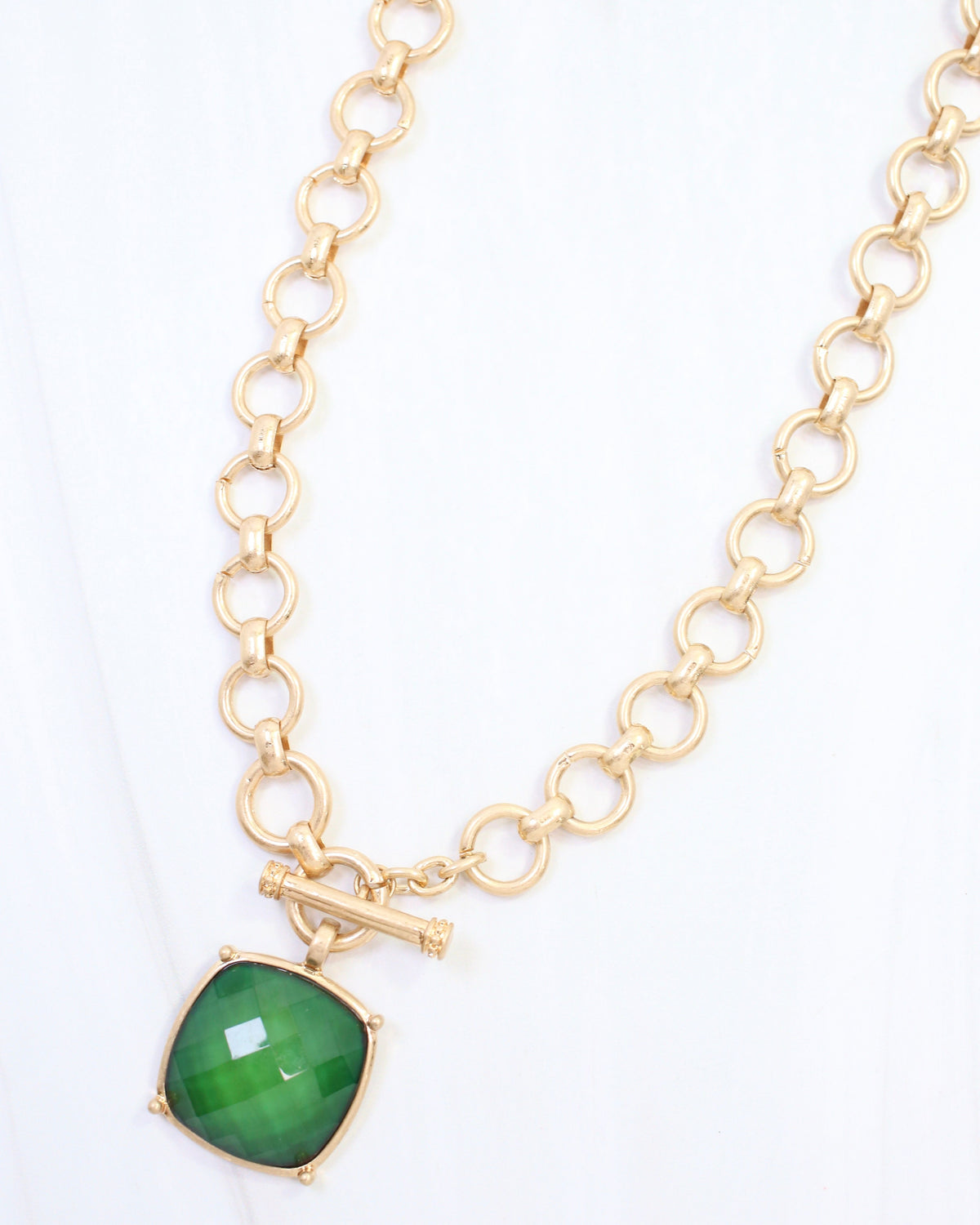 Duchess Faceted Stone Pendant Necklace Green