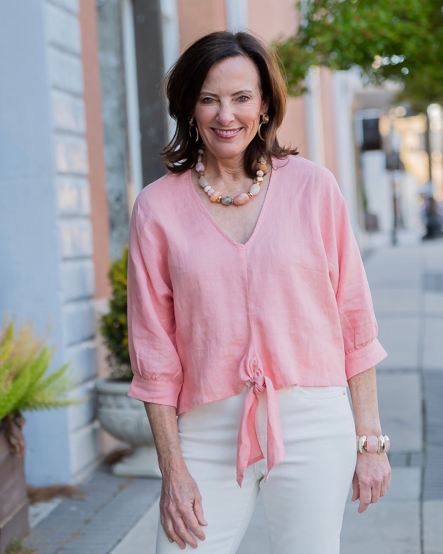 Maggie Front Tie Linen Top