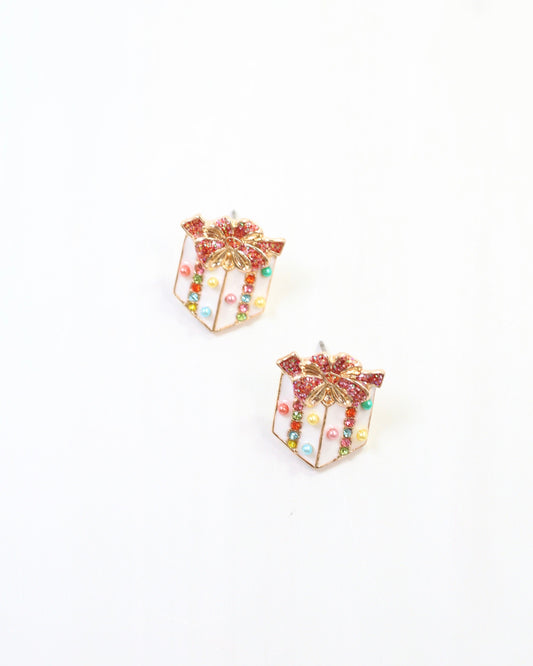 Pretty Present Stud Earring White