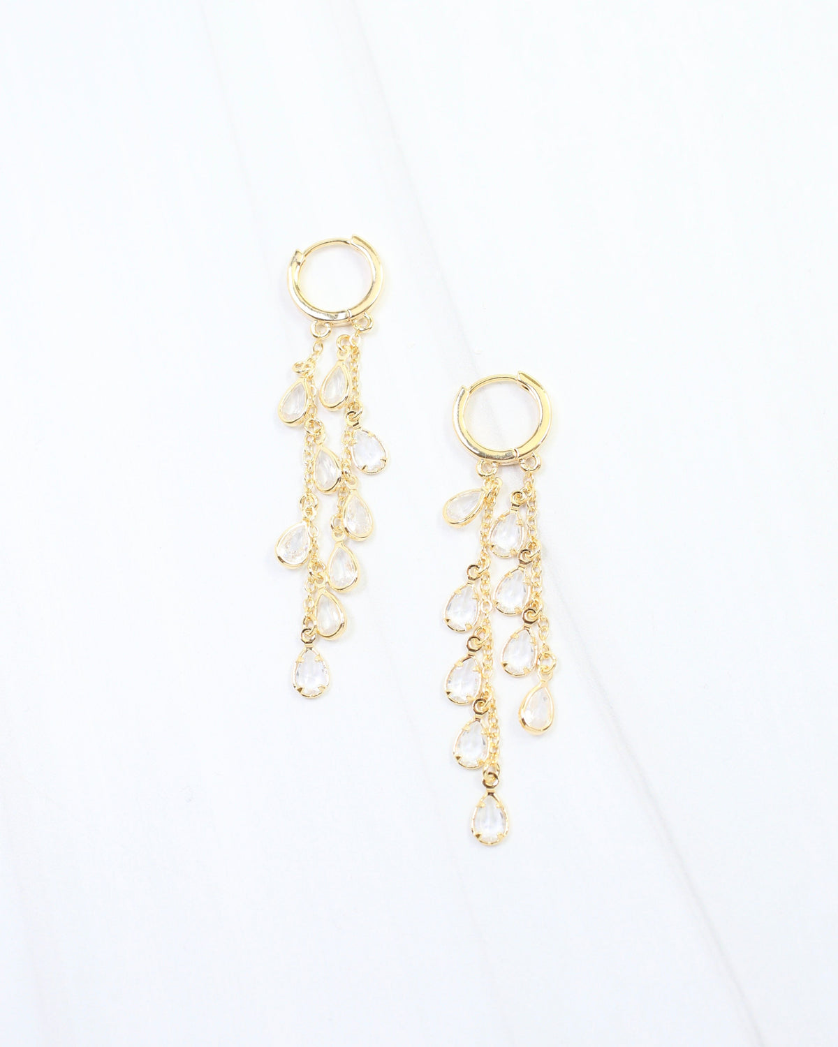 Nancy CZ Huggie Dangle Earring WR Gold