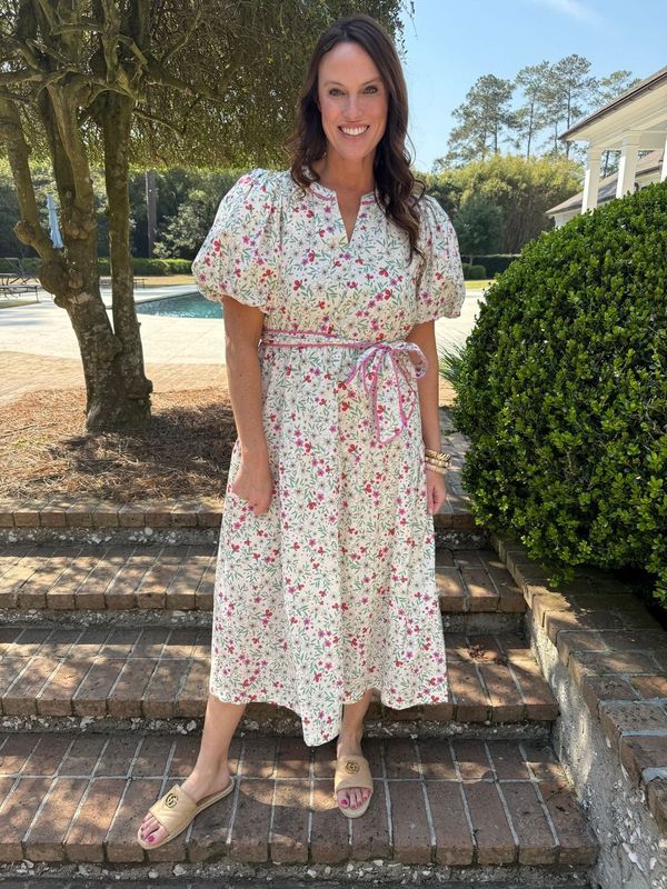 Lydia Ivory Floral Midi Dress