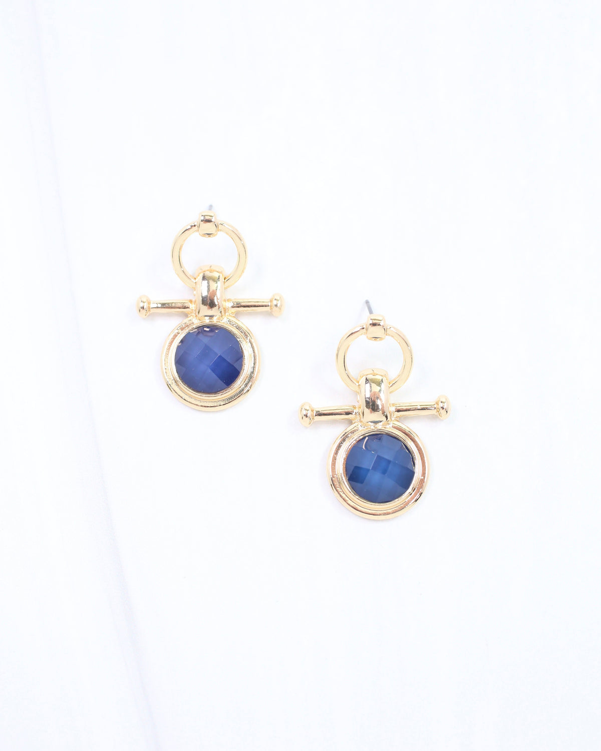 May Faceted Post Earring Navy