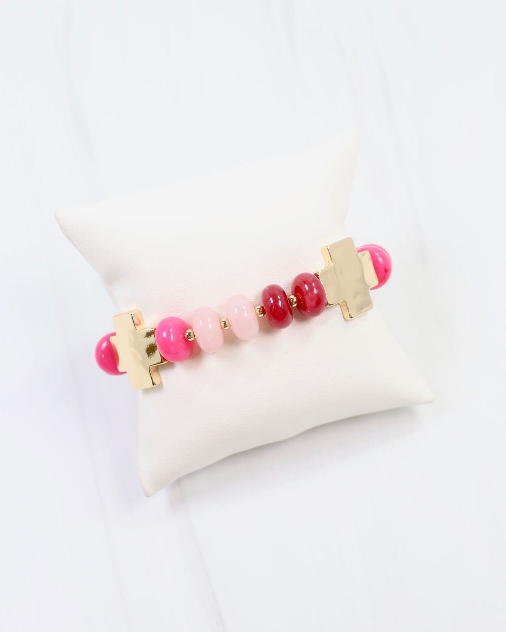 Berkeley Stone Beaded Cross Bracelet Pink