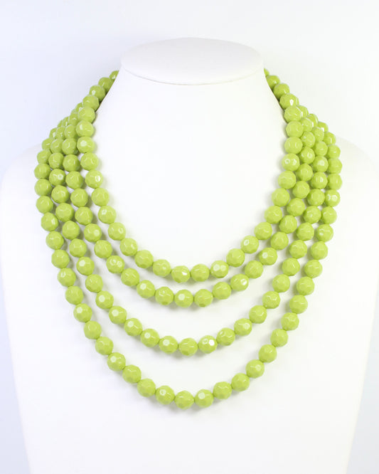 Mariam Beaded Layered Buckle Necklace Green