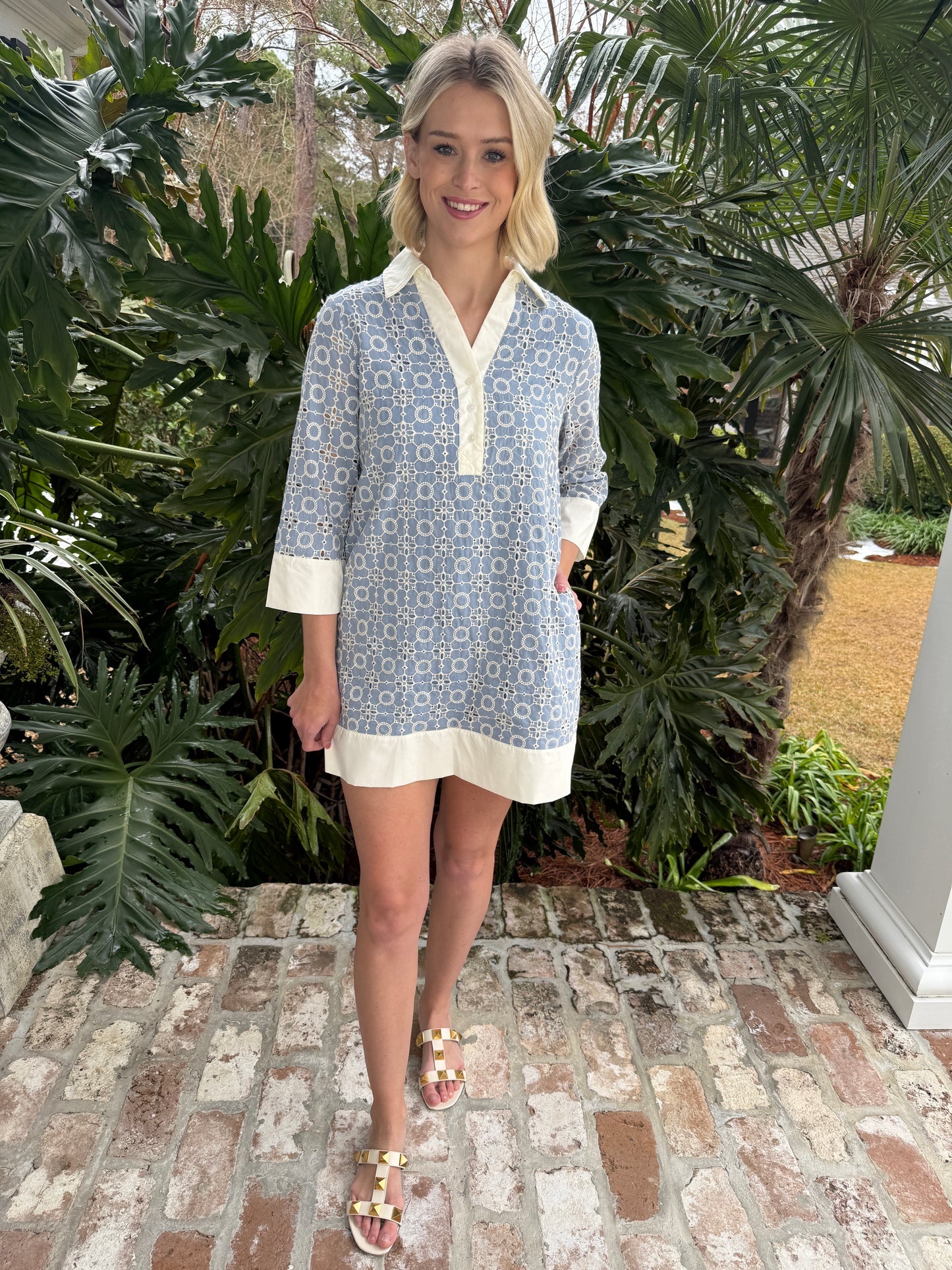 Betsy Light Blue Embroidered Dress