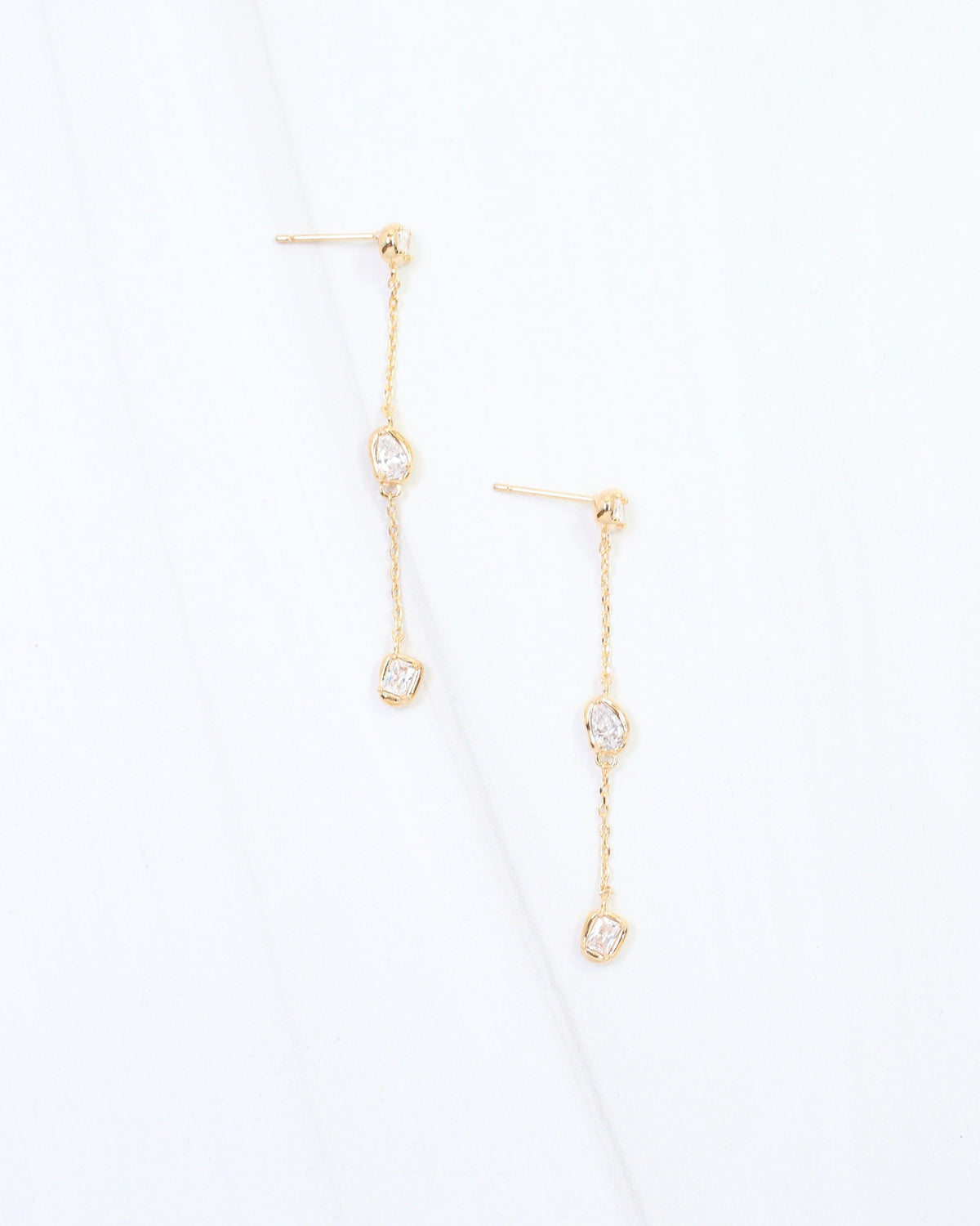 Macey CZ Dangle Earring WR Gold