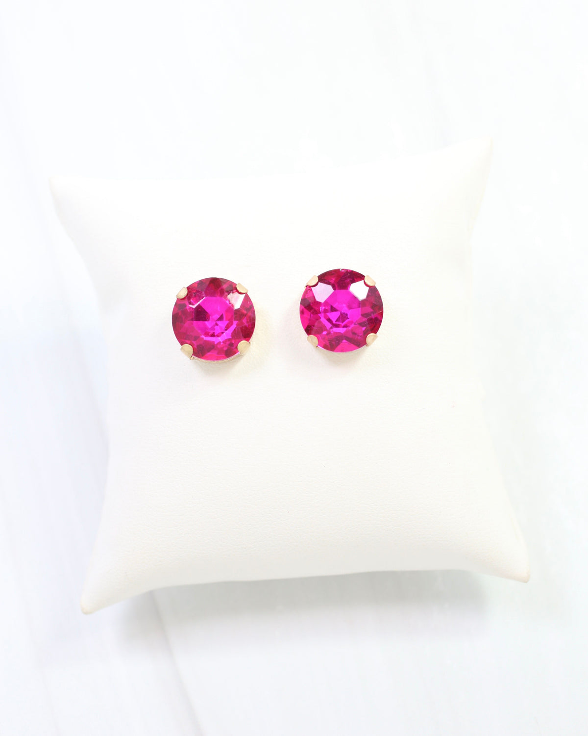 Andi Large Rhinestone Stud Earring Fuchsia