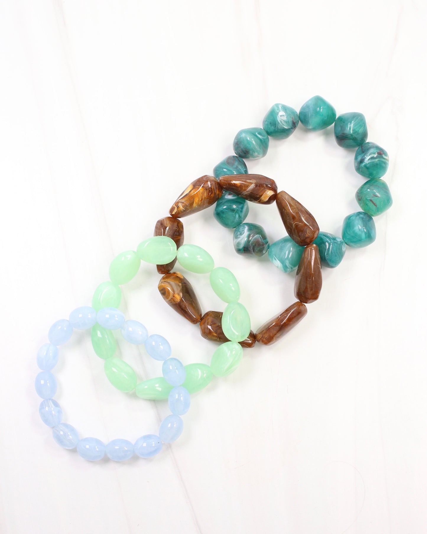 Joplin Marble Beaded Bracelet Set Turquoise