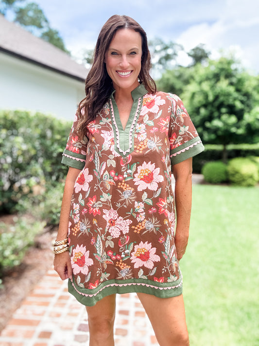 Reed Floral Dress-Brown