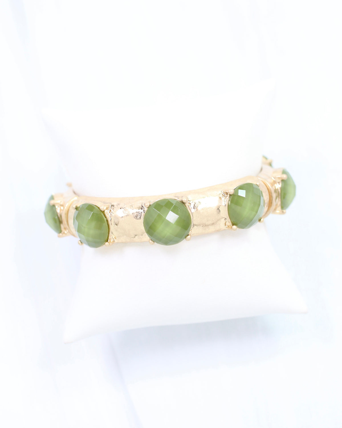 Mazie Faceted Stone Stretch Bracelet Olive