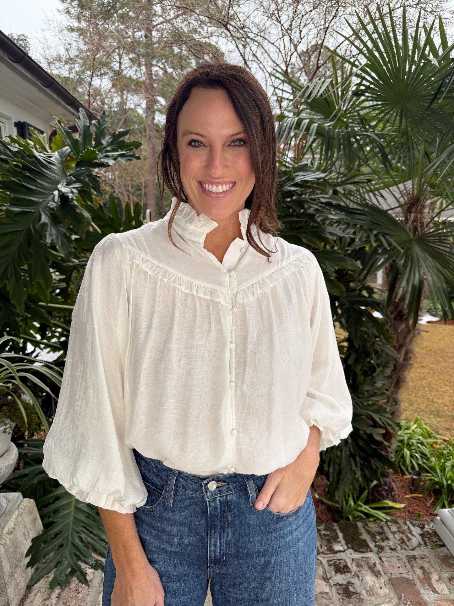 Not Your Business White Blouse