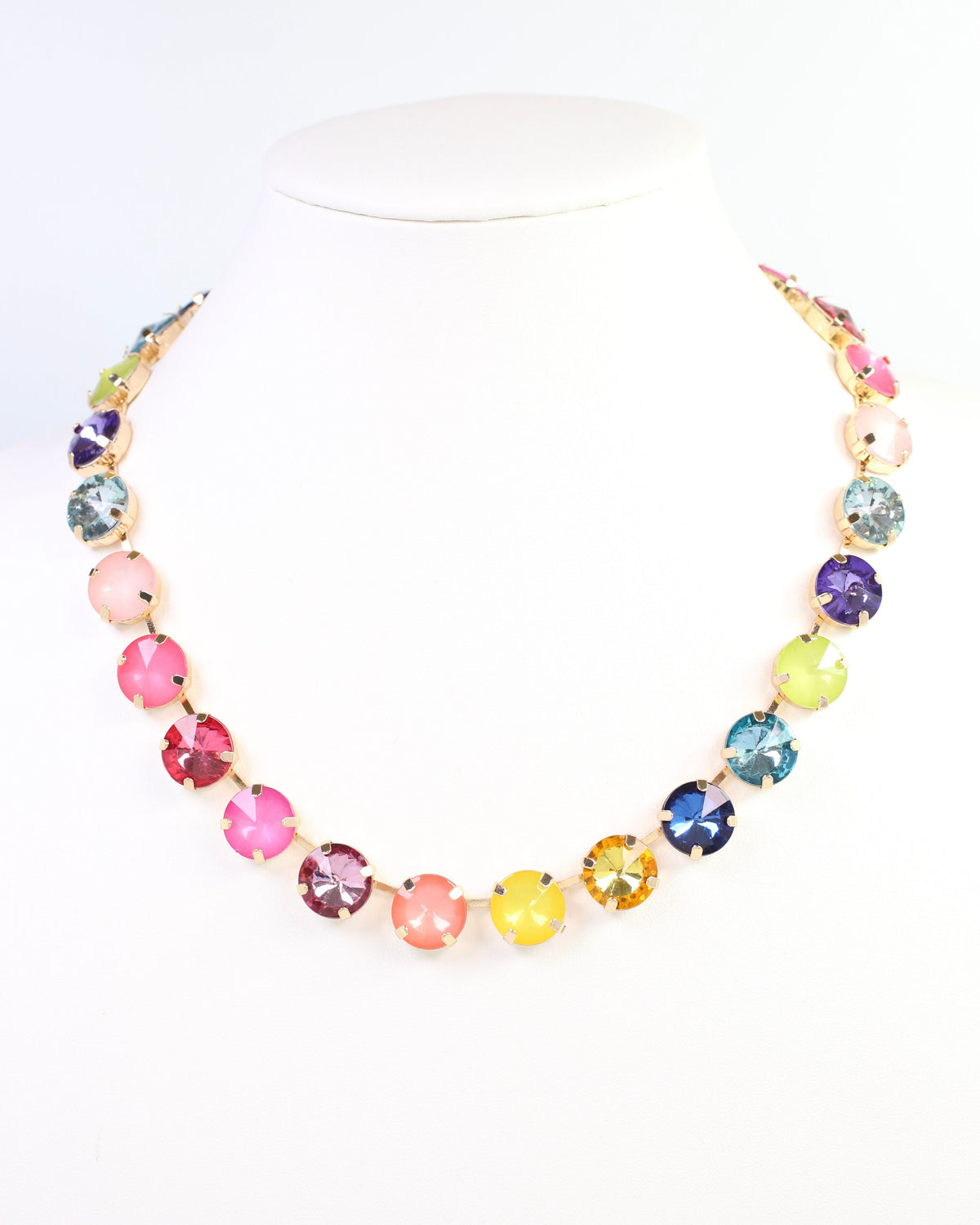 Shalimar Large Rhinestone Necklace Rainbow