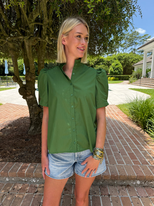 Cannon Buttoned Top- Green