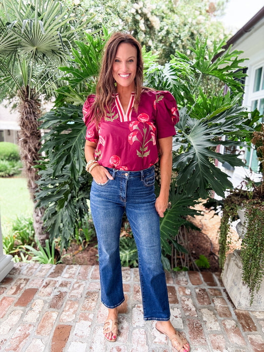 Poppies Garnet Short Sleeve Shirt