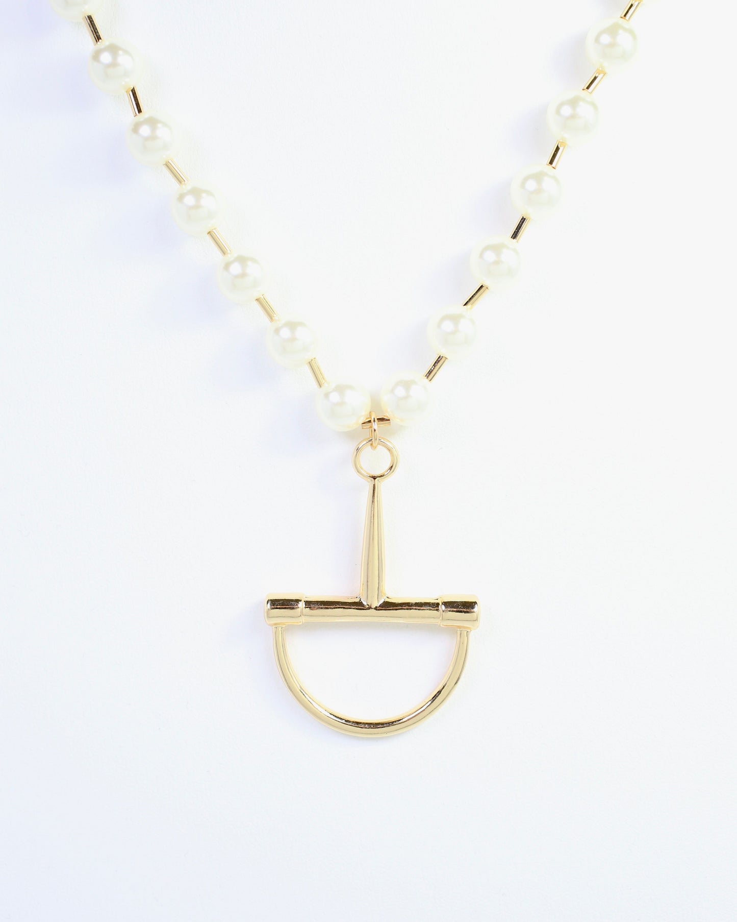 Carney Pearl Horsebit Necklace WR Gold