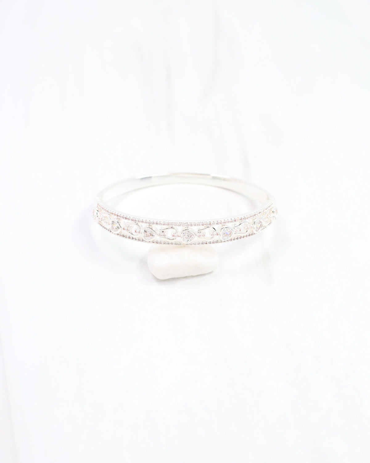 Rayna Horsebit CZ Bangle Bracelet WR Silver