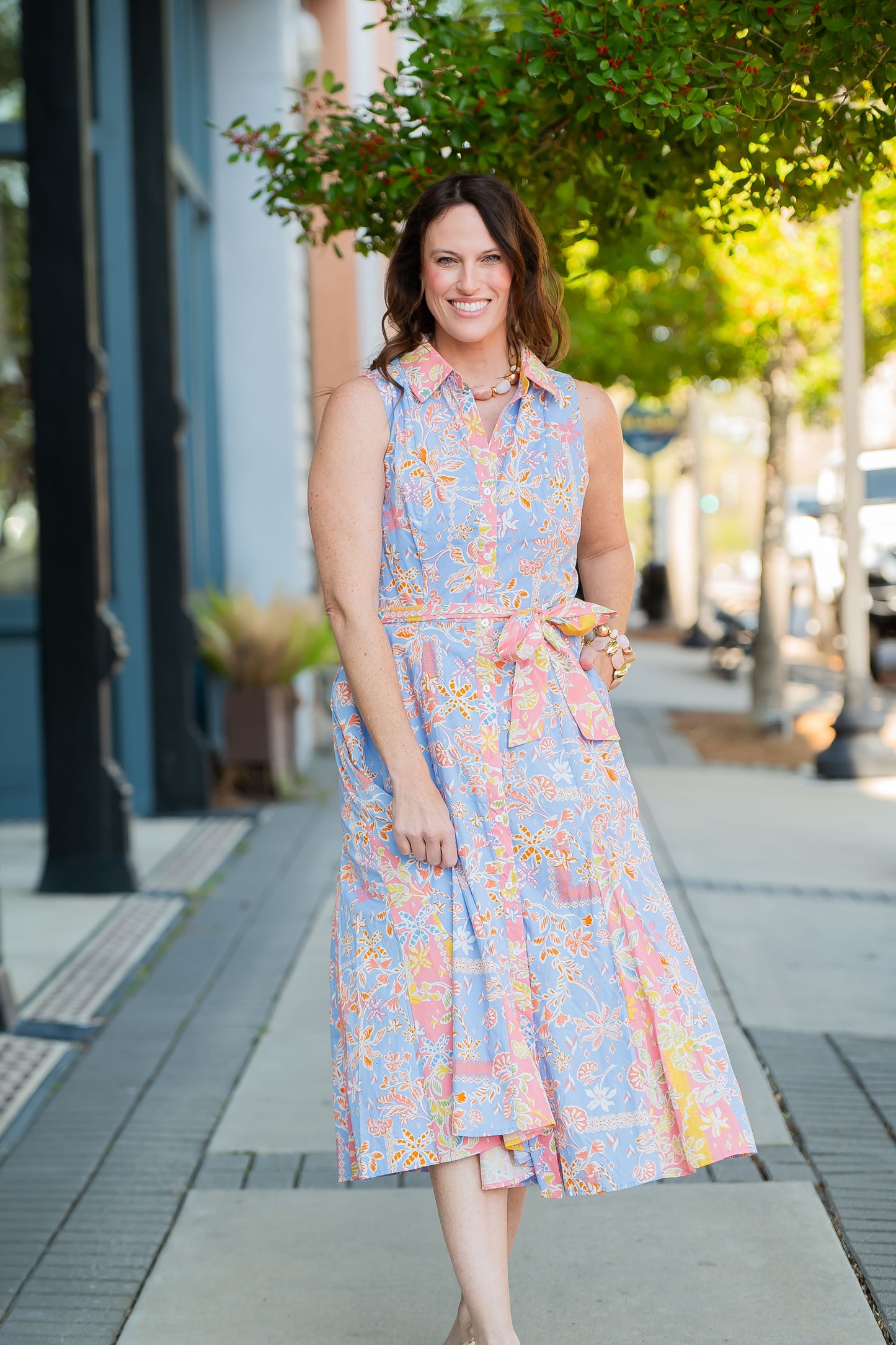 Rory Floral Print Button Down Midi Dress