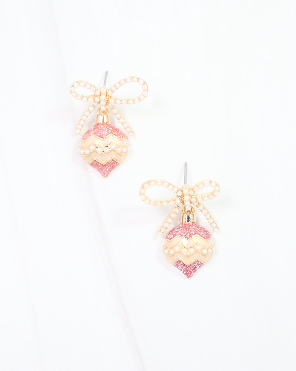 Festive Ornament Drop Earring Pink
