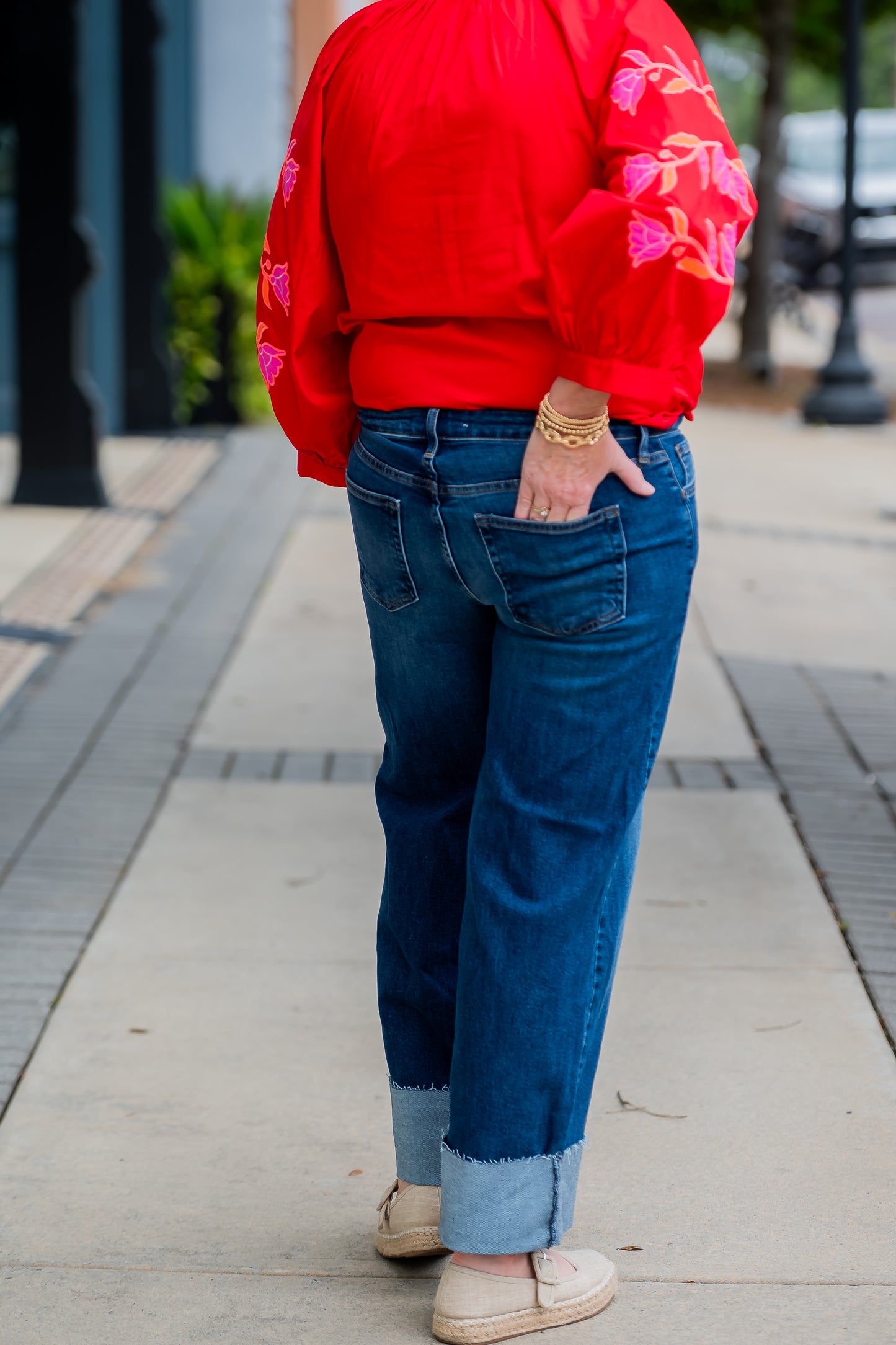 Ellie Cuffed Wide Leg-Dark Denim