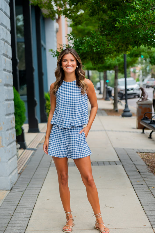Annie Navy Gingham Shorts