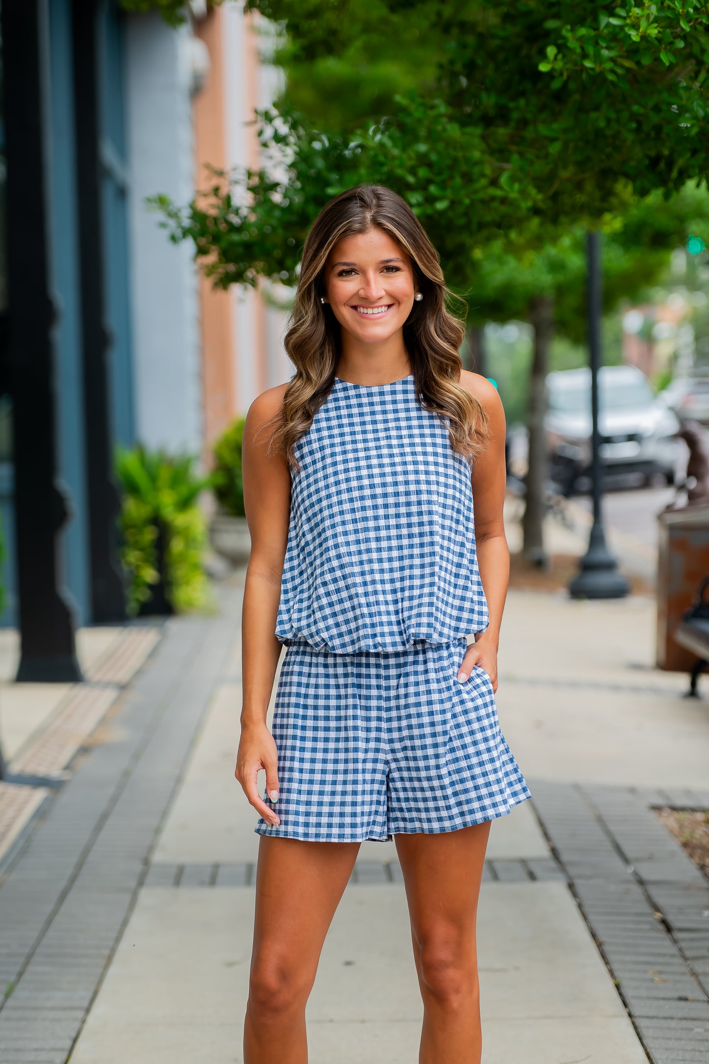 Annie Navy Gingham Shorts