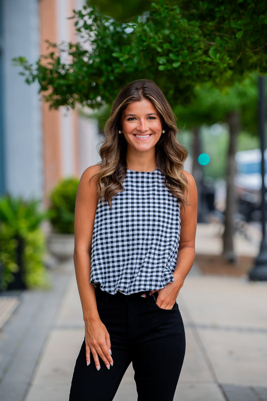 Annie Black Gingham Top