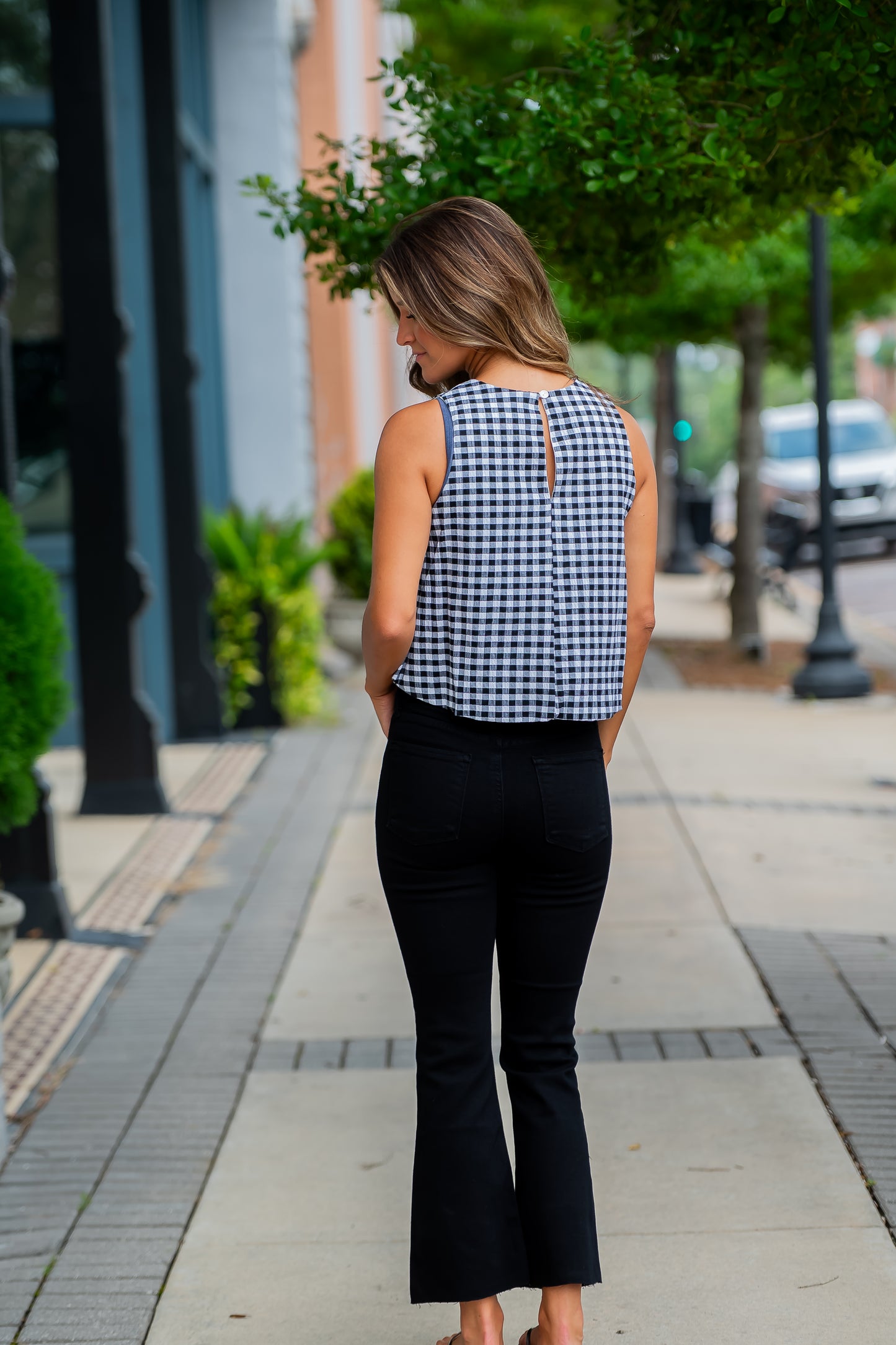 Annie Black Gingham Top