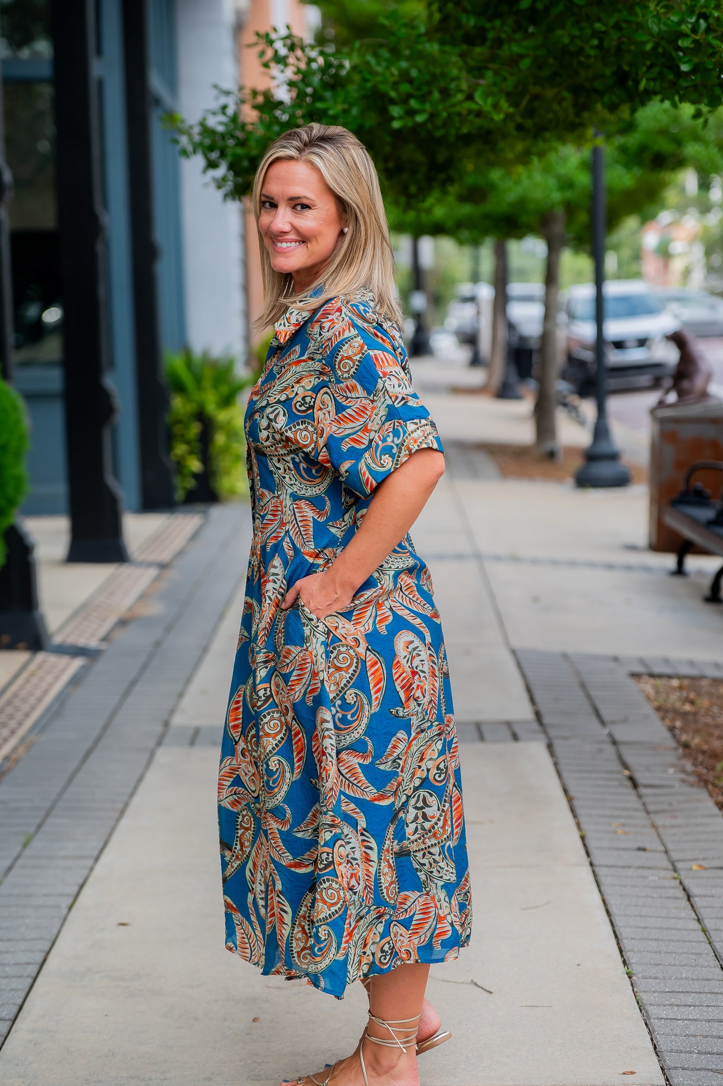 Sylvia Collared Maxi-Blue