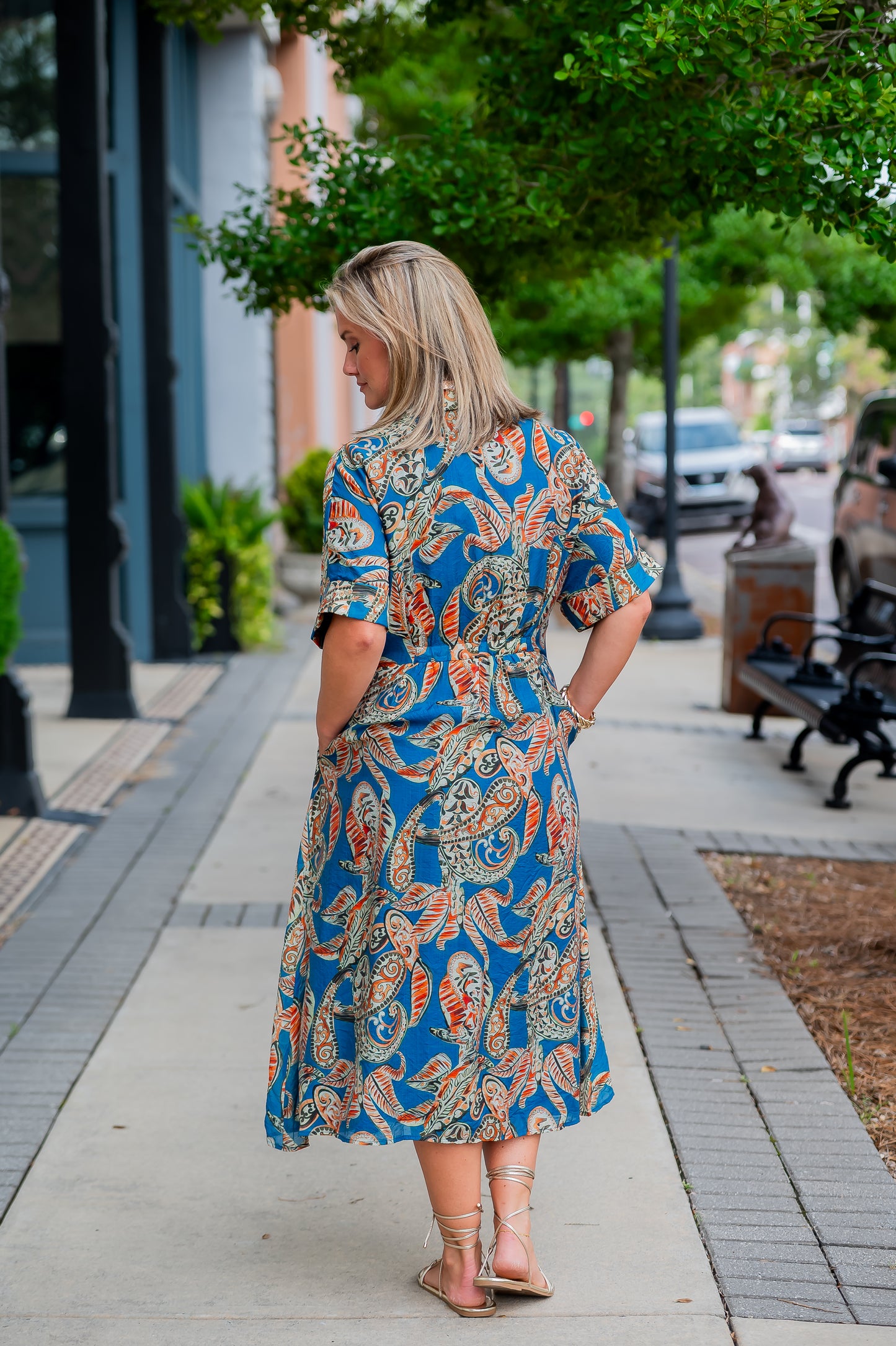 Sylvia Collared Maxi-Blue