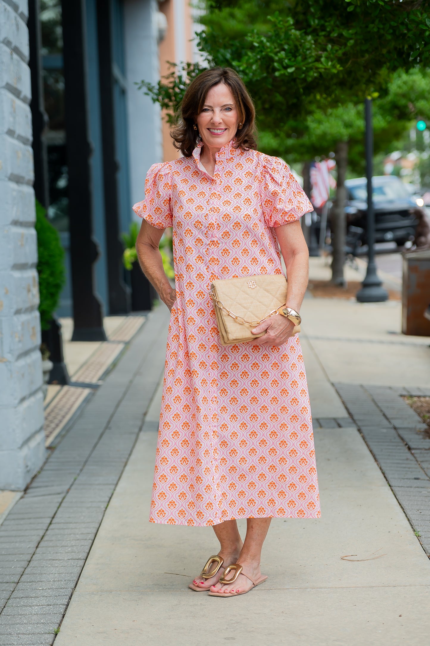 Lara Button Down Dress-Pink