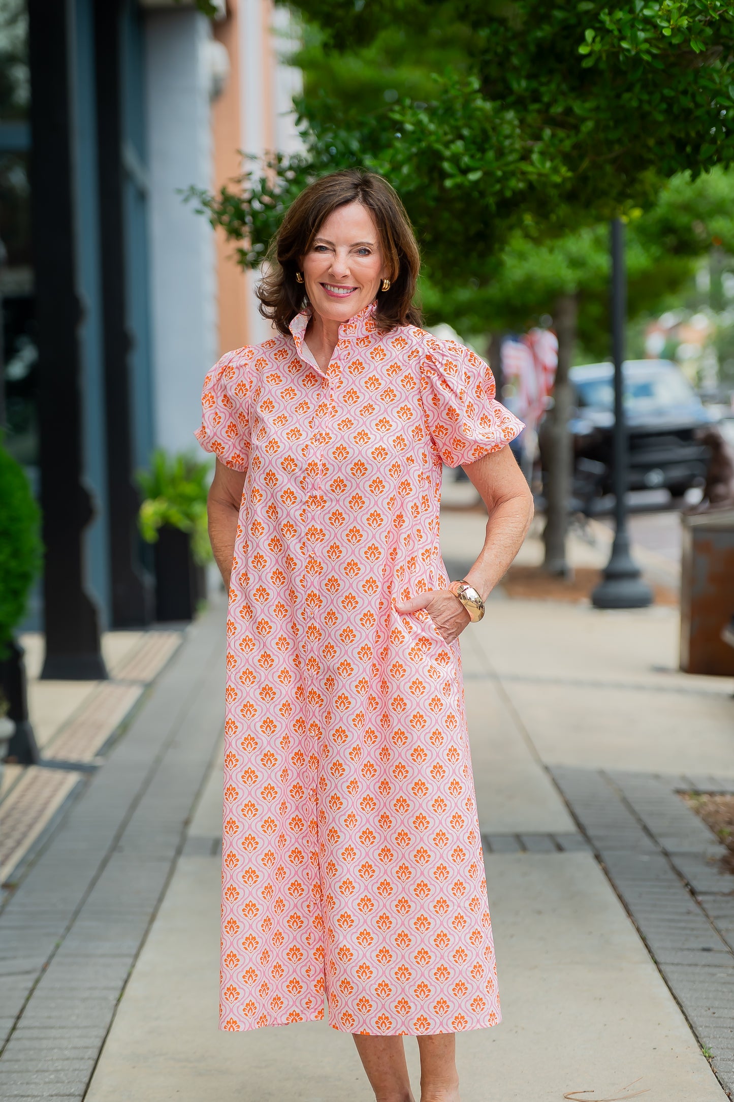 Lara Button Down Dress-Pink