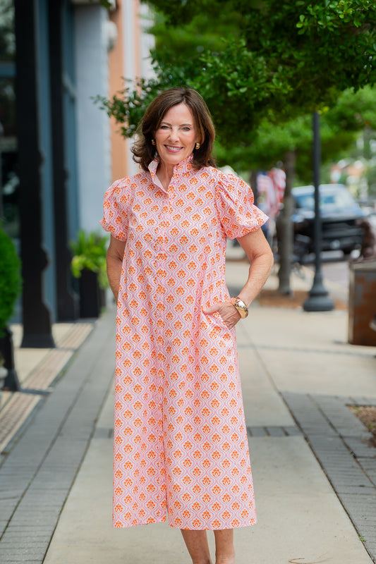 Lara Button Down Dress-Pink