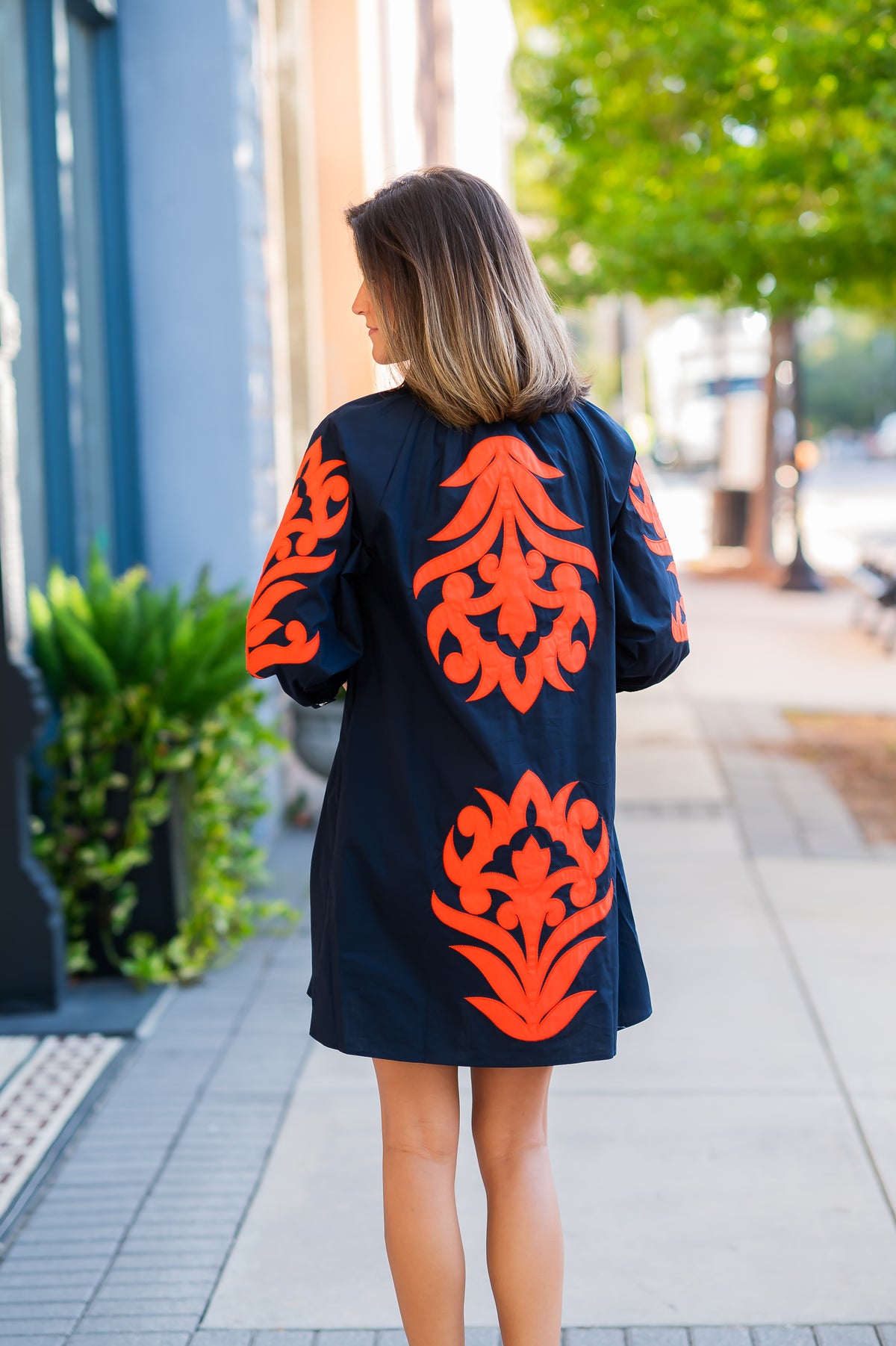 Monroe Shift Dress-Marine/Orange