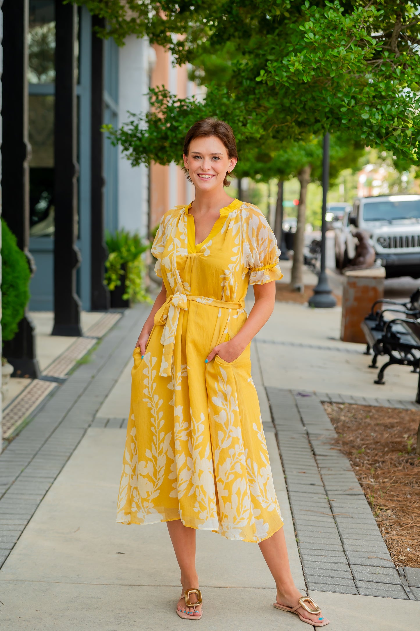 Bonnie Floral Dress-Honey