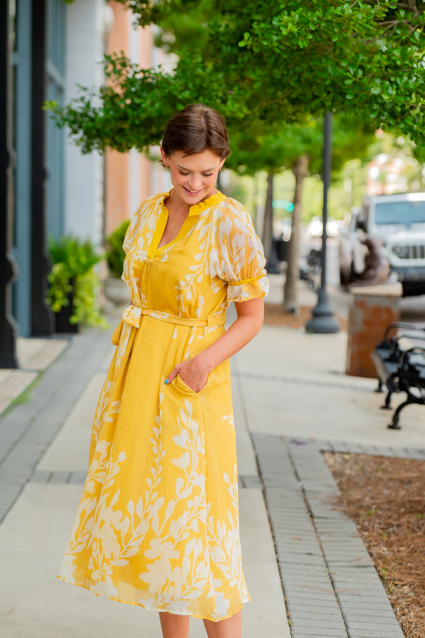 Bonnie Floral Dress-Honey