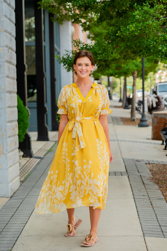 Bonnie Floral Dress-Honey
