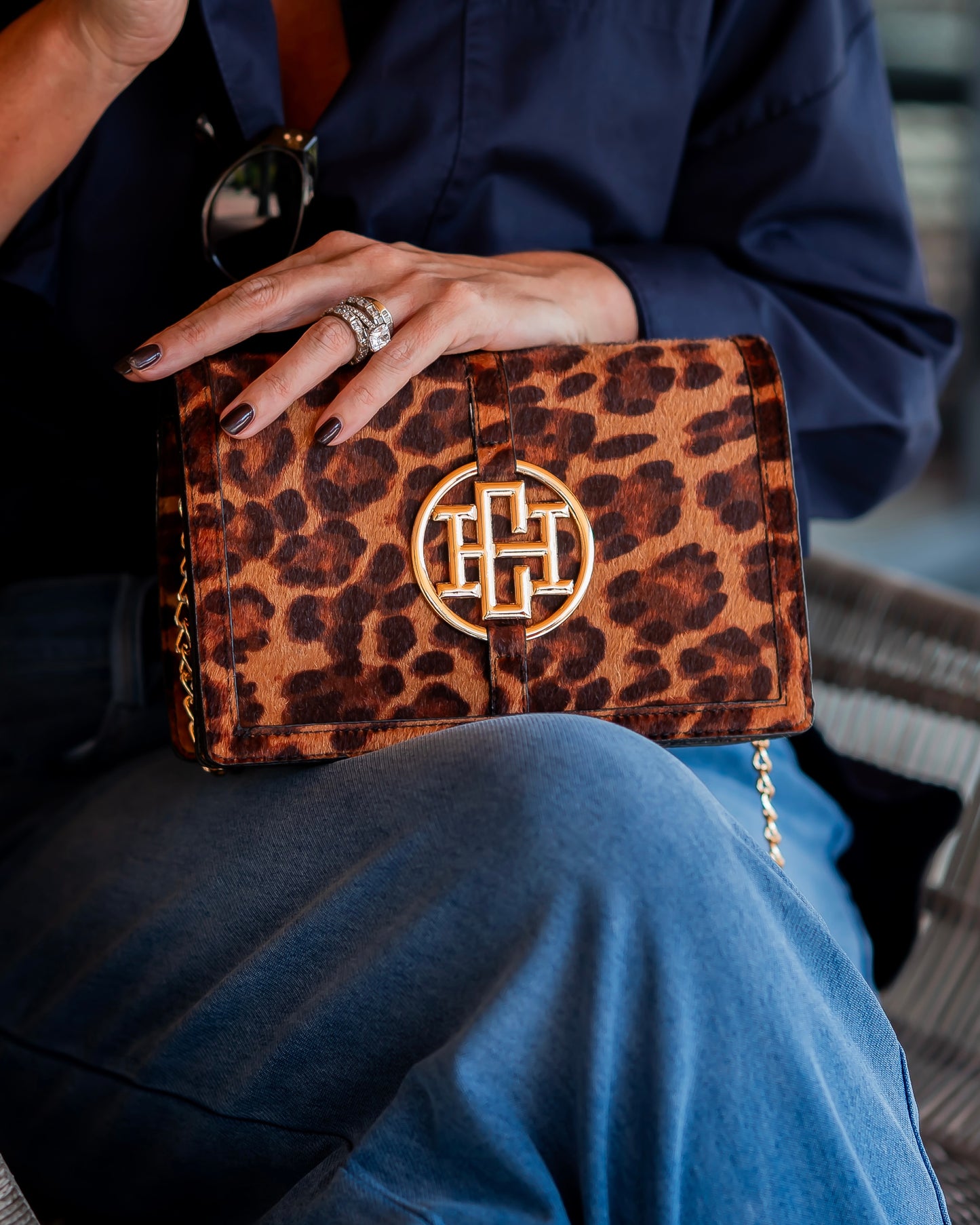 Cecilia Circle Logo Handbag Spotted Saddle