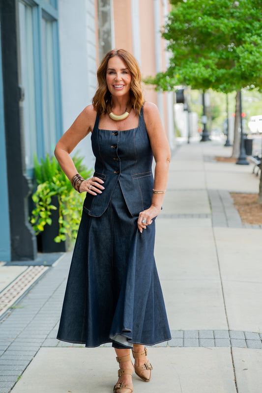 Maevie Denim Vest Top