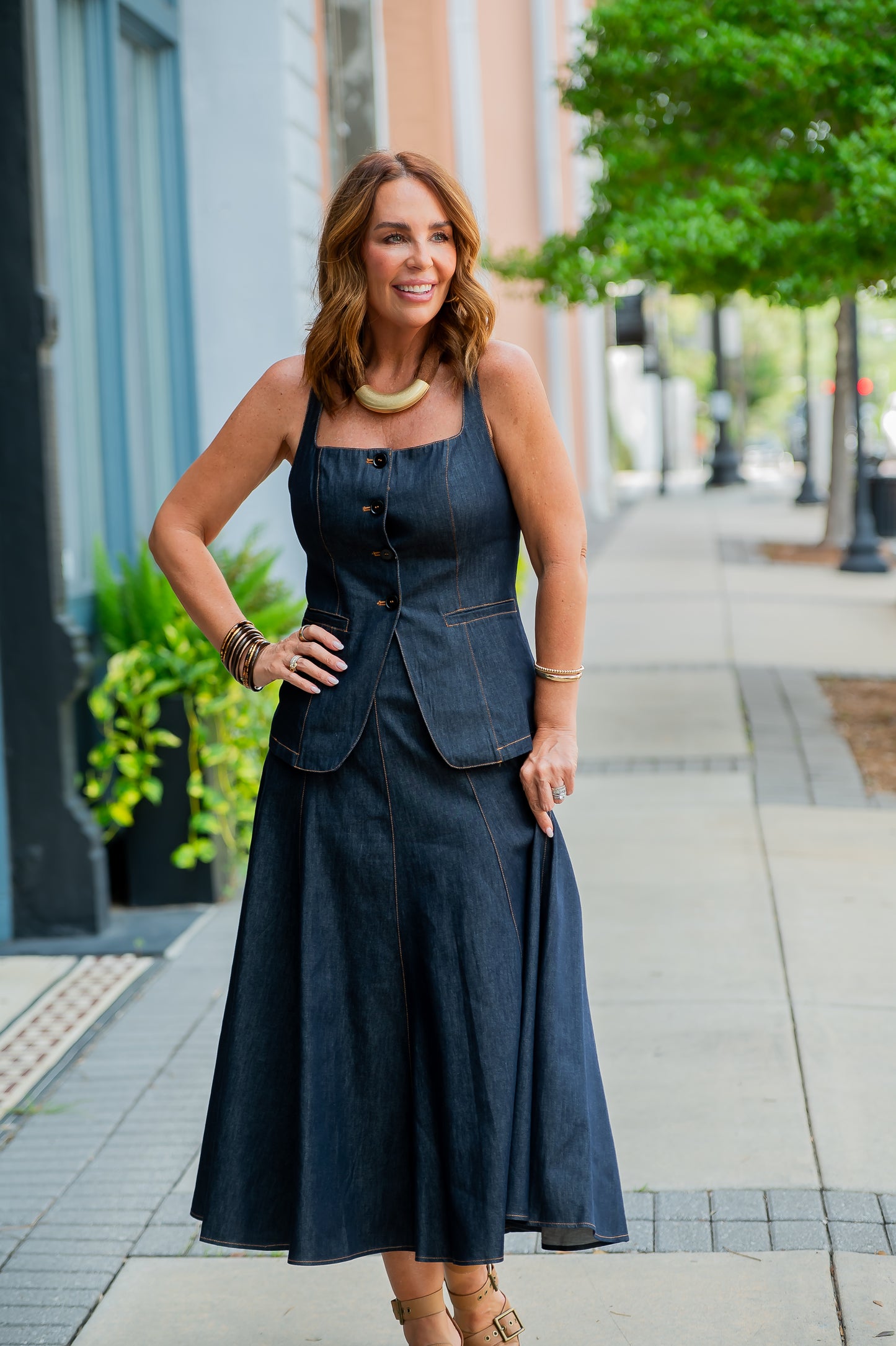 Maevie Denim Vest Top