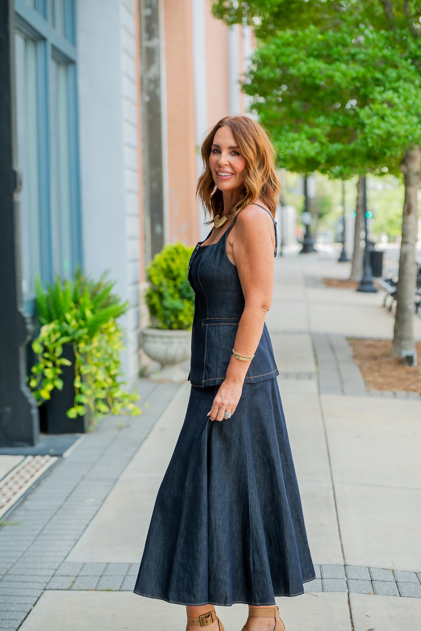 Maevie Denim Vest Top