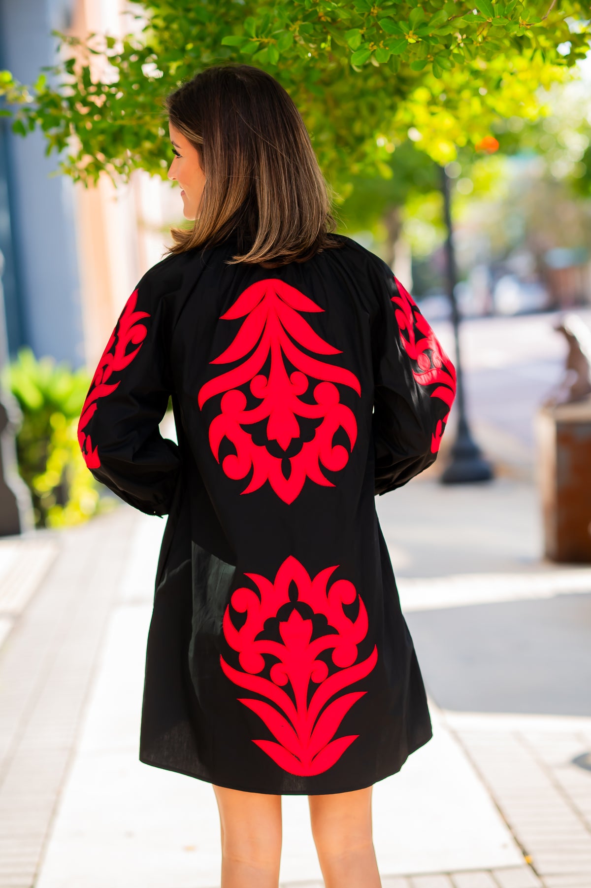 Monroe Shift Dress-Black/Crimson