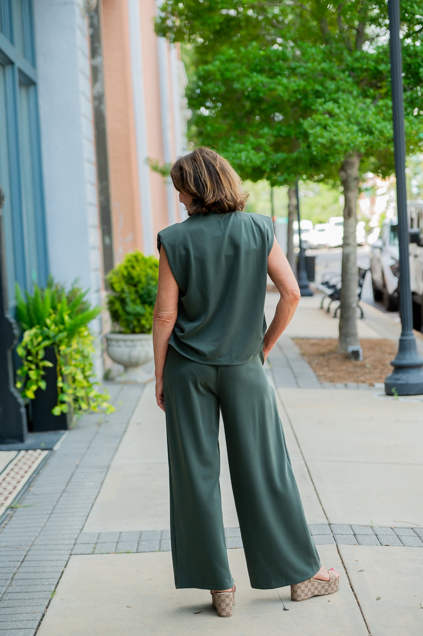 Appleton Pleated Wide Leg Pants-Forest Green