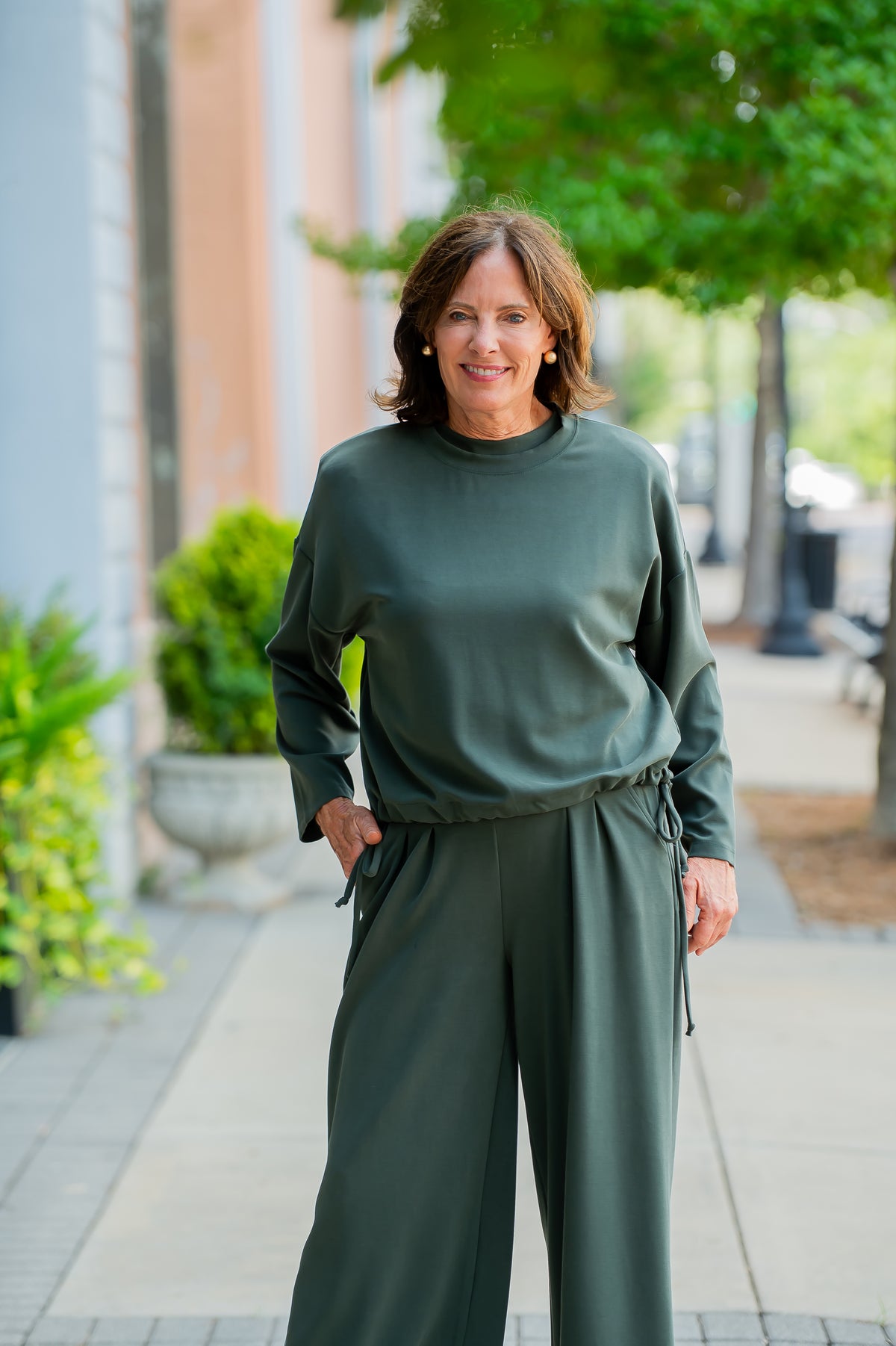 Lander Ultimate Soft Lounge Top-Forest Green