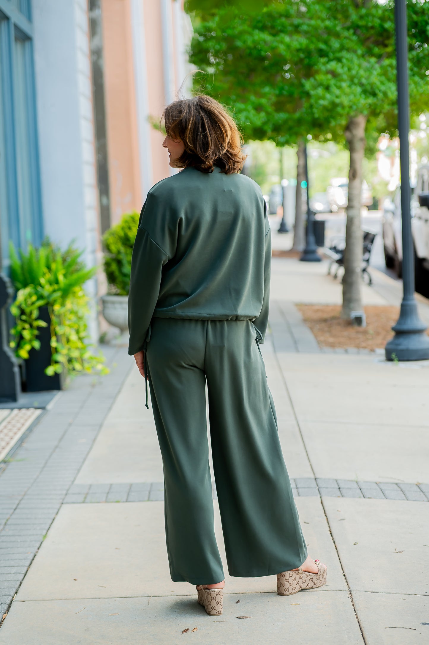 Appleton Pleated Wide Leg Pants-Forest Green